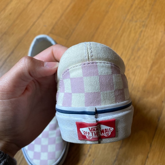 pastel pink checkered vans
